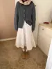 "Blanco Crema Luz de Luna" Sentido de Sal Hombre Pequeño con Cintura Suelta Falda Blanca Ajustada de Corte A para Mujer