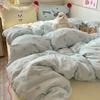 Juego de Cama Azul Estrella Ins de Cuatro Piezas Algodón Lavado Ropa de Cama de Peluche Linda Funda de Edredón Cama Individual Dormitorio Juego de Tres Piezas 4