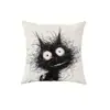 Capa de Almofada Gato Preto Fofo Temu Decoração para Sala de Estar Sofá Capa de Almofada Decorativa Suporte para Almofada de Carro Personalização