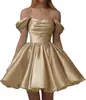 Vestido Curto de Coquetel Europeu e Americano Assimetria, Vestido de Festa de Aniversário à Noite, Vestido de Banquete para Socialites, Vestido Usável no Dia a Dia