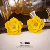 Pendientes de Perla con Gota de Aceite Florales Estilo Jardín de Monet para Mujer, Elegantes Clavos Estilo Pintura al Óleo, Pendientes de Alta Gama Elegantes de Lujo Ligero
