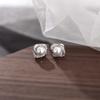 Pendientes de botón de plata de ley S999 con forma de flor de cuatro hojas y perla, estilo retro francés, huecos con circonita, de alta calidad, para mujer, pendientes de fútbol de plata