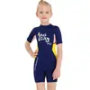Traje de Baño Caliente DIVE & SAIL para Niños 2.5mm Traje de Buceo de una Pieza Manga Corta A prueba de Frío Snorkel Surf Traje contra Medusas