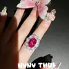Joyas Manchadas de Vino Rosa Forma de Huevo Pendientes de Piedra Preciosa Banquete Haute Couture Polvo Rojo Pendientes Colgantes Forma de Gota Conjunto