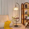 Lámpara de Pie Usada Falda Flor de Viento Piso Lámpara Mesa Lateral para Sala de Estar con Almacenamiento Integrado Dormitorio Cama Francesa Iluminación Ambiental Hierro