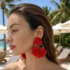 Pendientes de Clip Exagerados con Forma de Flor Morada Super de Hada para Mujer, Pendientes de Tela de Moda Personalizados para Vacaciones Casuales al por Mayor