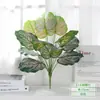 Viajero de hoja plátano palma Areca hoja de tortuga plástico planta verde pequeña con hierba manojo único flor artificial planta en maceta decoración paisajismo