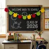 Exclusivo para ventas transfronterizas: Decoración de aula para el regreso a clases - Banderín de fieltro "BIENVENIDO", decoración de banderines de crayón color manzana