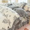 Juego de Cuatro Piezas de Cama de Terciopelo de Leche Cálido Engrosado de Invierno Funda de Edredón de Felpa de Dibujos Animados Ropa de Cama Cubierta de Cama Juego de Tres Piezas de Cama Sábanas