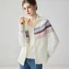 Suéter Fair Isle para mujer, nueva colección otoño/invierno 2026, cárdigan de punto de cachemira, top suéter de punto jacquard de corte holgado