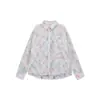 Camisa Floral Masculina com Design Único Tendência Fina Casual Solta Transparente Manga Longa Outono Proteção Solar
