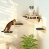 Juguete de Plataforma de Salto para Gatos de Madera, Juguete Sencillo para Mascotas Montado en la Pared, Estructura para Trepar Gatos, Nido para Gatos Montado en la Pared de Madera Maciza, Todo en Uno