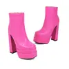 Nuevas botas cortas de caballero otoño e invierno 2022 patrón de escamas de pez puntera cuadrada botas para mujer botas de tacón de plataforma de doble capa botas de comercio exterior