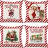 Funda de almohada navideña más vendida transfronteriza con estampado festivo de Papá Noel, funda de almohada para decoración del hogar, venta al por mayor directa del fabricante