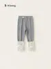 Ropa para Niños Bangxuan 2026 Otoño Pantalones Ajustados para Niñas Estilo Coreano Pantalones Plisados Pantalones Lisos para Niños Leggings para Niñas