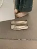 Sapatos de vovó versáteis e confortáveis para o dia a dia, sem cadarço e com bico quadrado, sapatilhas de cetim estilo francês, brisa suave da noite, para mulheres