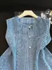 Chaleco Vaquero Redondo Retro para Mujer, Estilo Delgado de Verano, Nuevo Modelo 2026, Chaqueta Chaleco sin Mangas Versión Coreana Petite