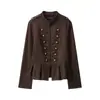ZA comércio exterior transfronteiriço moda feminina item quente 2026 outono novo moda europeia e americana jaqueta estilo cropped de botões duplos