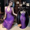 Diversión Nocturna Lencería Sexy Jumpsuit Morado Sexy de Encaje Pecho Pequeño Uniforme Femenino Traje de Tirantes Puro Deseo Dropshipping Qqny
