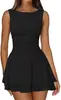 Mono de Estilo Europeo y Americano con Cuello Redondo, Sin Mangas, Cintura Ajustada, Doble Capa y Volantes para Mujer. Ropa de Exportación para Mujer Disponible en Stock