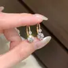 Pendientes de Plata 925 con Pasador Dorado y Diamantes Grandes, Populares en Xiaohongshu, Estilo Suave y Lujoso, Envío Directo Disponible