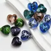 Estampado de Leopardo Arena Dorada Corazón de Melocotón Floral Retro Corazón con Forma de Corazón Agujero Recto Cuentas Vidrio Soplado a Mano Pulsera DIY Colgante Accesorios Venta al por Mayor