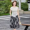 Conjuntos de Verano de Dos Piezas para Mujeres de Mediana Edad y Mayores: Camisas de Manga Corta y Faldas, Nuevo Estilo 2026, Camisa de Gasa para Madres, Camiseta