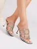 Sandalias Elegantes y con Estilo sin Cierre con Pedrería para Mujer, Nuevas Sandalias de Tacón de Aguja con Punta Abierta de Primavera, Sandalias de Tacón Alto de Comercio Exterior Transfronterizo