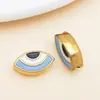 Cuentas espaciadoras de esmalte de ojo de la suerte de doble cara de acero inoxidable con cuentas estilo europeo y americano para accesorios de joyería hechos a mano DIY