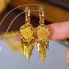 Brincos de Borla de Flor Transfronteiriços, Luxo Leve, Brincos de Temperamento de Alta Qualidade para Mulheres, Design de Nicho, Joias de Orelha Modernas e Simples para Mulheres