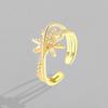 Anillo de la suerte con forma de estrella Bamang con incrustaciones de diamantes y circonitas, de nueva tendencia y personalidad, con apertura ajustable, para mujer.