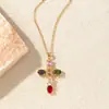 Colar Cruz Banhado a Cobre Totalmente Cravejado em Prata S925 Feminino Europeu e Americano Acessível Luxo Moda Versátil Corrente de Suéter Corrente de Cobre