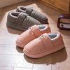 Pantuflas de Algodón Impermeables de Cuero PU para Pareja con Tacón de Felpa para Hombre Suela Gruesa Antideslizantes para Piso Interior Zapatos de Algodón para el Hogar Invierno para Mujer