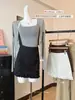 Saia Elegante para Mulheres, Design Outono 2025, Cor Sólida com Borda de Bolinhas, Emagrecedora, Versátil, Rejuvenescedora, Saia Bodycon