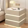 Mesita de Noche Flotante con Tres Cajones, Madera Maciza Simple, Carga Inalámbrica Moderna, Multifuncional, Lujo Ligero, Gabinete de Mesita de Noche para Dormitorio del Hogar