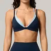 Sujetador de yoga sin costuras transfronterizo con espalda bonita, efecto dos piezas, bloques de color, deportivo casual para exteriores, fitness, sexy, versátil, ropa interior para mujer