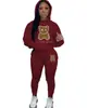 Novo conjunto de moletom com capuz casual de comércio exterior marca de moda conjunto de moletom estampado com cabeça de urso tamanho europeu moletom