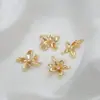 Pingente de Laço Rosa Banhado a Ouro 14K Flor Pendurado Individual Duplo Material DIY Artesanal Acessórios de Joia