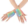 Luvas de rede de pesca de verão novas e coloridas para mulheres, com design oco, para balada, festas personalizadas, com meio dedo, proteção solar, cobertura de cicatrizes