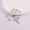 Olho grego colorido transfronteiriço de dupla face com gota de óleo de liga com furo reto contas soltas pulseira colar DIY feito à mão acessórios de joia