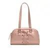 Bolso de Hombro Boston Retro Casual Color Sólido para Mujer 2024 Nuevo Invierno Spice Girl con Lazo