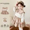 Vestido de Princesa Elegante de Otoño para Niñas 2026 Nuevo de Otoño Ropa Infantil Bebé Niña Vestido de Encaje Falso de Dos Piezas con Cuello de Muñeca