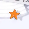 Broche Divertido e Original em Forma de Estrela Laranja de Cinco Pontas, Insígnia de Metal Pintado, Acessórios de Pino para Casacos e Roupas Atacado
