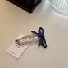 Pinza para el pelo con lazo azul coreano y pedrería para mujer, clip BB lateral delantero, clip dulce y lindo para flequillo, accesorios para el cabello