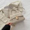 Bolso pequeño popular de este año para mujer, nuevo bolso bandolera de moda de verano 2024, bolso cuadrado pequeño de paja con encaje de celebridades de Internet.