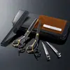 Tijeras Profesionales de Peluquería Oro Negro para Flequillo, Tijeras de Dientes Planos, Tijeras para Cabello, Set de Herramientas de Alta Gama para Entresacar Cabello