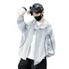 Chaqueta de verano fina para niños con protección solar, costuras de color contrastante, con capucha, elegante y fresca, abrigo holgado y transpirable con protección solar para niños mayores