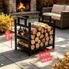 ¡Wow! Estante de Hierro para Leña, Chimenea Interior, Almacenamiento de Madera, Camping al Aire Libre, Patio, Estante de Almacenamiento para Pila de Hoguera, Venta al por Mayor