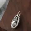 Colgante de Calabaza Giratorio para Mujer, Estilo Étnico Retro, Cadena Segura y de Bendición para Suéter, Moderno Collar Giratorio de Imitación Antigua de Plata Tailandesa