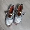 Sandalias de Estilo Red de Pesca Nuevas Transfronterizas Europeas y Americanas, Sandalias de Talla Grande, Zapatos Mary Jane para Mujer, Dorados Huecos al por Mayor Talla Grande